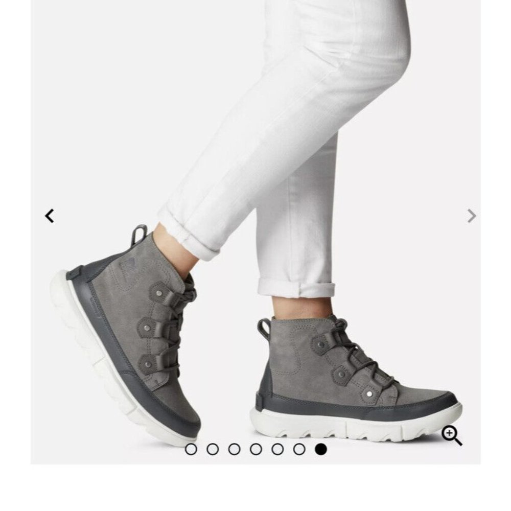 New Sorel Explorer II Joan Short Waterproof Quarry Sea Salt Gray Women’s 7.5